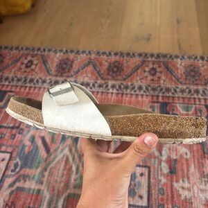 Birkenstock Women's Madrid White Leather Sandals, 40